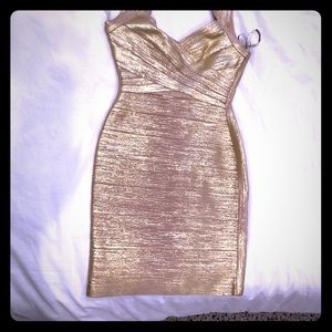 Gold worn once Herve Leger mini